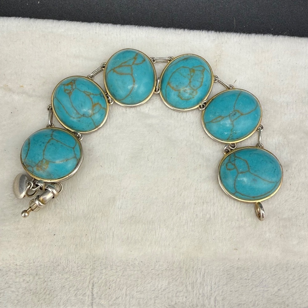 J Crew Bracelet Silver Tone Blue 7"